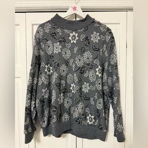 Vintage Alfred Dunner Mock Neck Floral Sweatshirt Top 2X Cottagecore Grandmacore